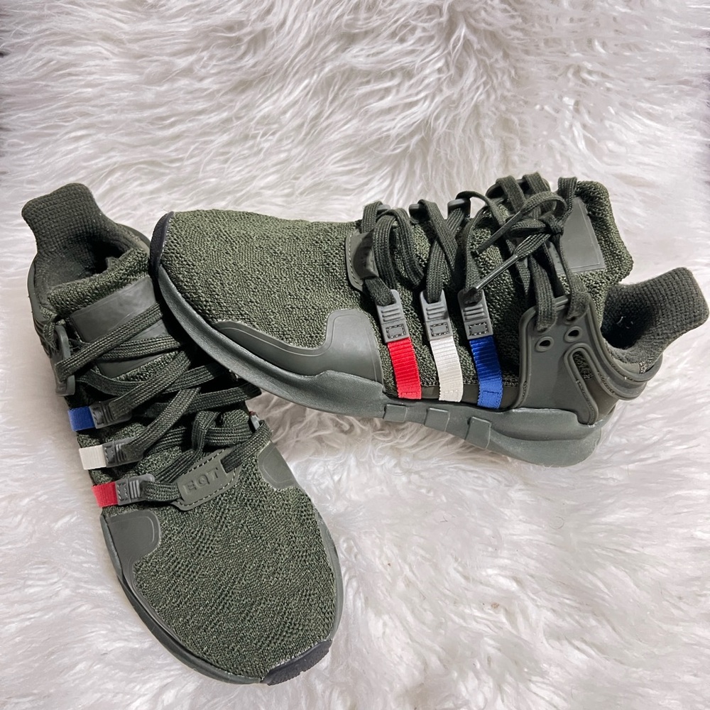 Adidas Men's Green Sneakers with Red and Blue Accents